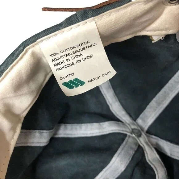 Vintage 90s Reebok Blue Wash British Union Jack Flag Leather Adjustable Hat - Picture 7 of 8